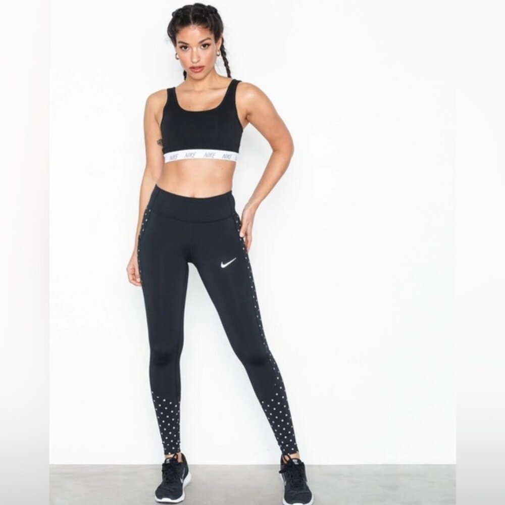 Nike Womens Power Reflective Flash Running Training Tights Black‎ Size SMALL